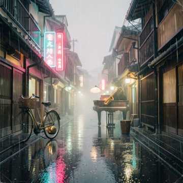 雨の祇園通り