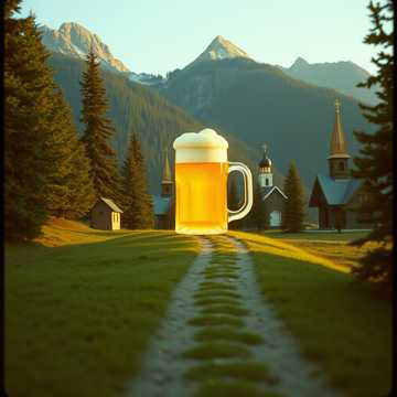 Sur le chemin , la bière . 