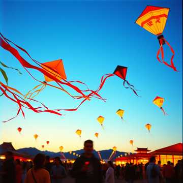 青い空と凧の舞い