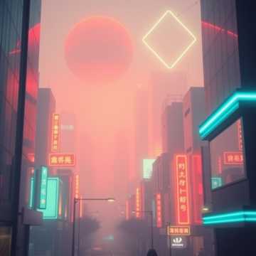 近未来のネオンの街