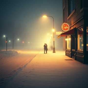 粉雪舞う冬の空