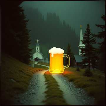 Sur le chemin , la bière . 