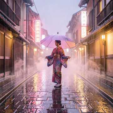 雨の祇園通り