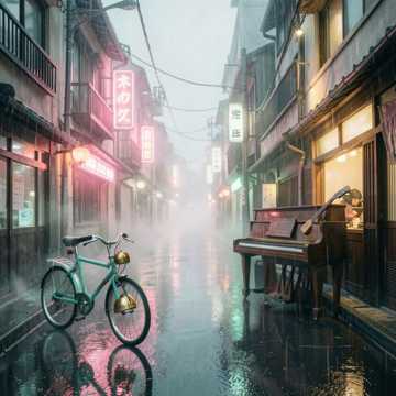 雨の祇園通り