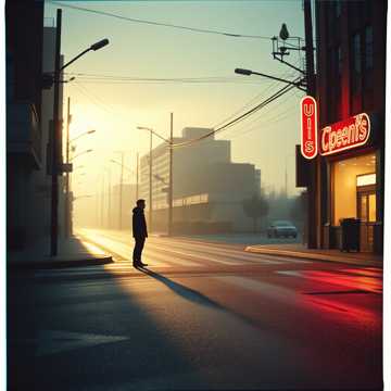 静かな朝日のまえで