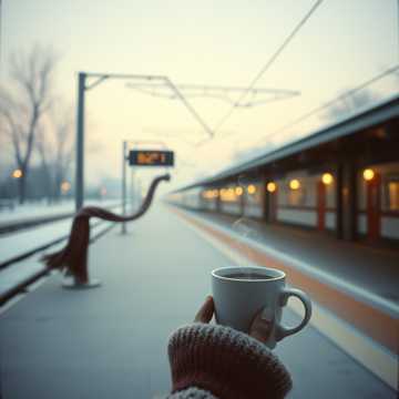 白い駅のホームで