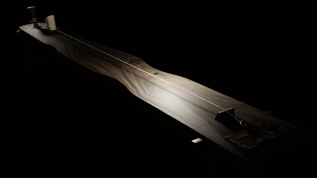 一弦琴(いちげんきん)と呼ばれる日本の単弦撥琴。